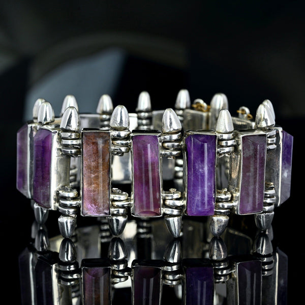 Antonio Pineda Taxco Sterling Silver Amethyst Bracelet
