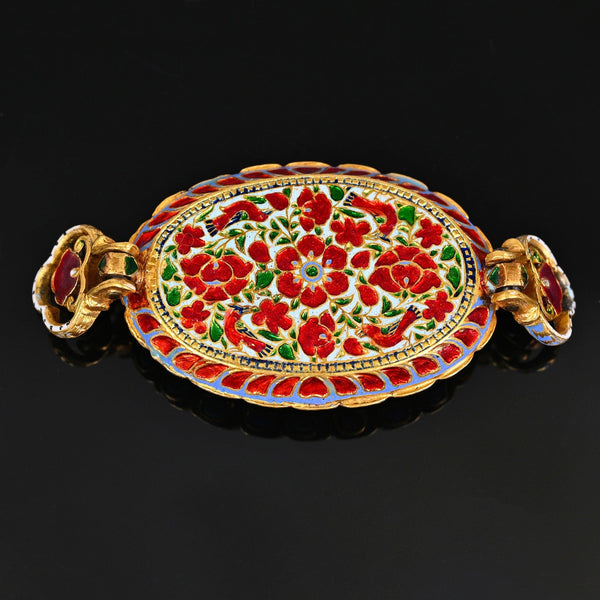 18th Century Mughal 22K Gold Ruby Turquoise Bazuband Pendant