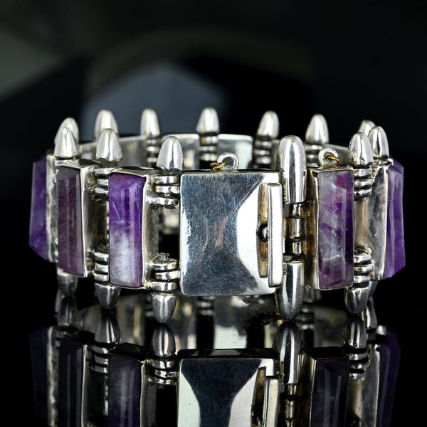 Antonio Pineda Taxco Sterling Silver Amethyst Bracelet