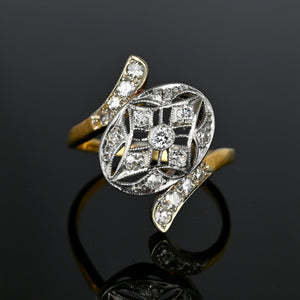 Antique 14K Gold Filigree Art Deco Diamond Ring - Boylerpf