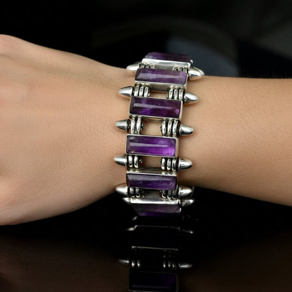 Antonio Pineda Taxco Sterling Silver Amethyst Bracelet