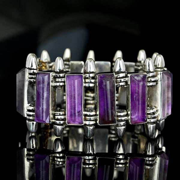 Antonio Pineda Taxco Sterling Silver Amethyst Bracelet