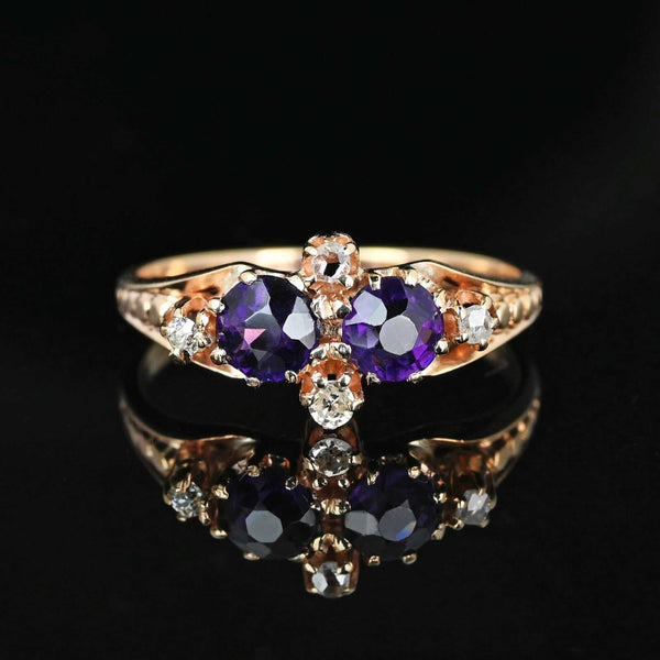 Fine 14K Gold Amethyst Rose Cut Diamond Ring - Boylerpf