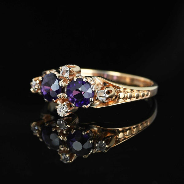 Fine 14K Gold Amethyst Rose Cut Diamond Ring - Boylerpf