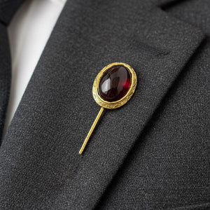 Antique Victorian 14K Gold Garnet Stick Pin Brooch - Boylerpf
