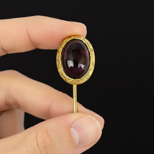 Antique Victorian 14K Gold Garnet Stick Pin Brooch - Boylerpf