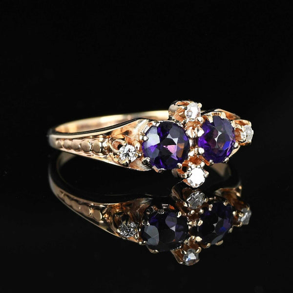 Fine 14K Gold Amethyst Rose Cut Diamond Ring - Boylerpf