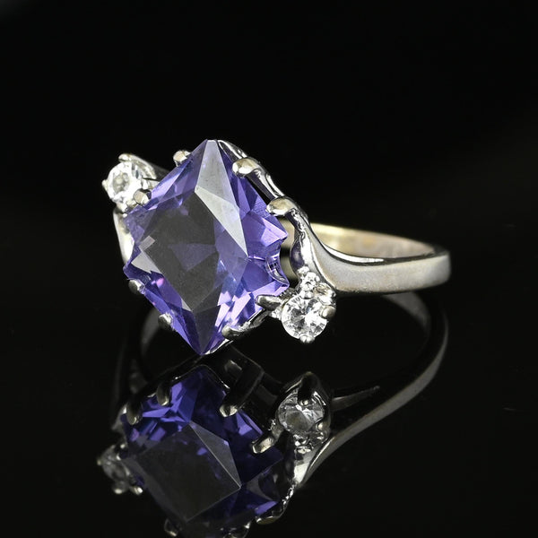 Fancy Cut Color Change Sapphire Ring in White Gold - Boylerpf