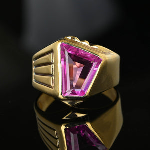 Vintage Gold Signet Fancy Cut Pink Sapphire Ring - Boylerpf