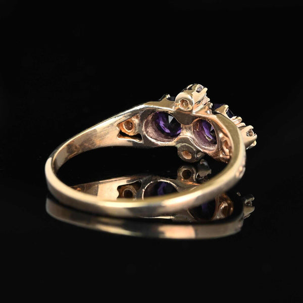 Fine 14K Gold Amethyst Rose Cut Diamond Ring - Boylerpf