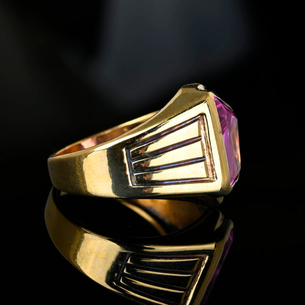 Vintage Gold Signet Fancy Cut Pink Sapphire Ring - Boylerpf