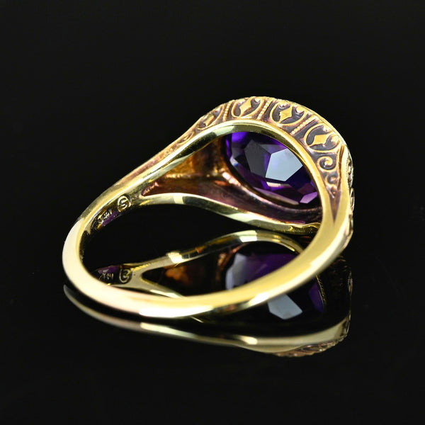 Art Deco 14K Gold Amethyst Ring 2.2 Carat February Birthstone