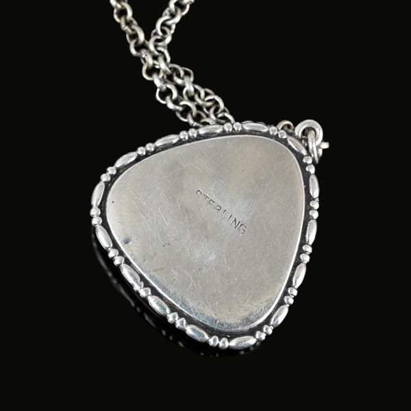 Art Deco Silver Iridescent Morpho Butterfly Wing Pendant - Boylerpf