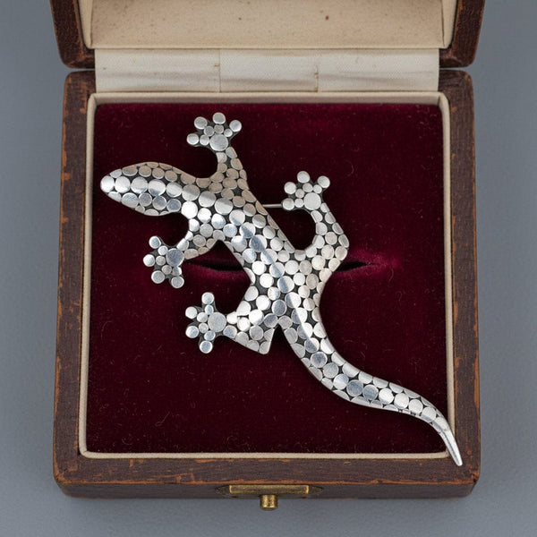 Antique Large Sterling Silver Salamander Brooch - Boylerpf