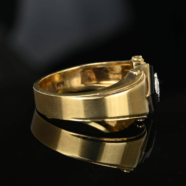 Art Deco Diamond Onyx Signet Ring in Gold - Boylerpf