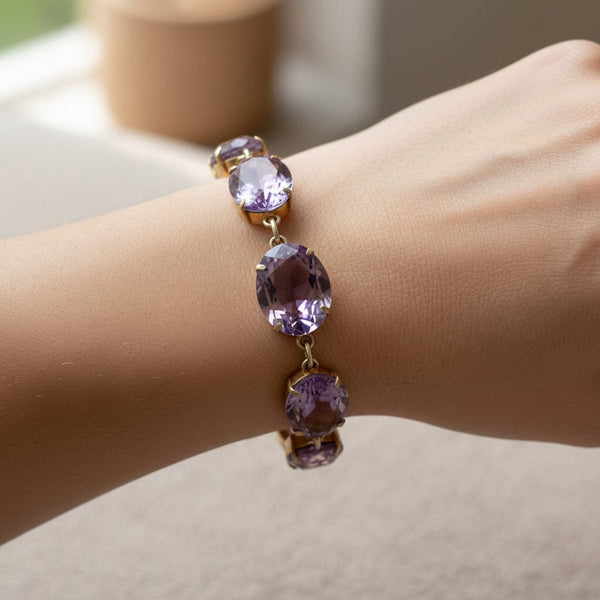 Antique Amethyst Bracelet Gold Gilded Silver 32.25 Carats