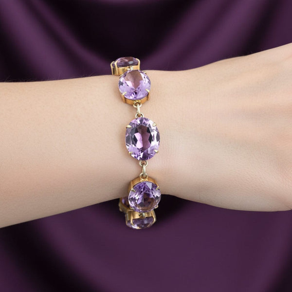 Antique Amethyst Bracelet Gold Gilded Silver 32.25 Carats