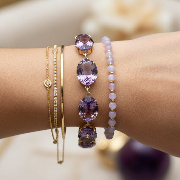 Antique Amethyst Bracelet Gold Gilded Silver 32.25 Carats