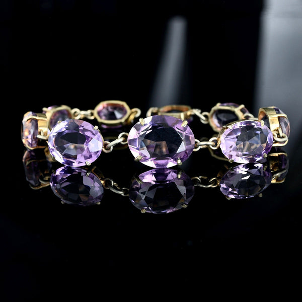 Antique Amethyst Bracelet Gold Gilded Silver 32.25 Carats