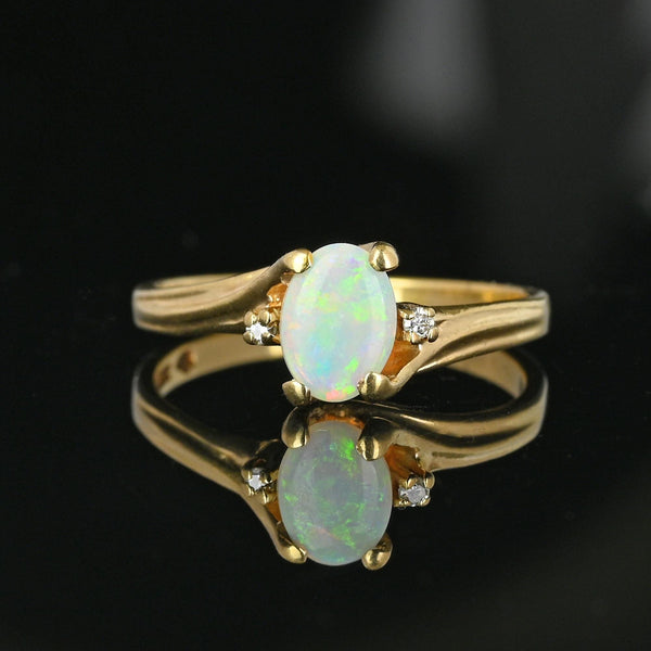 Charming Diamond Accent Opal Solitaire Ring in Gold - Boylerpf