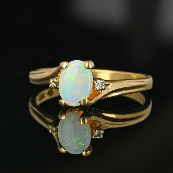 Charming Diamond Accent Opal Solitaire Ring in Gold - Boylerpf