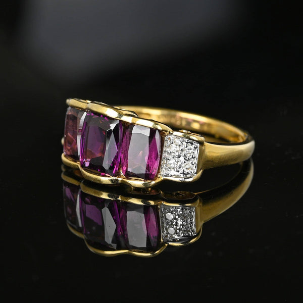 Vintage 14K Gold Diamond Rhodolite Garnet Ring - Boylerpf