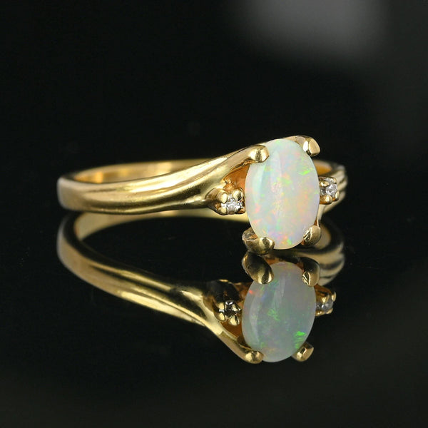 Charming Diamond Accent Opal Solitaire Ring in Gold - Boylerpf