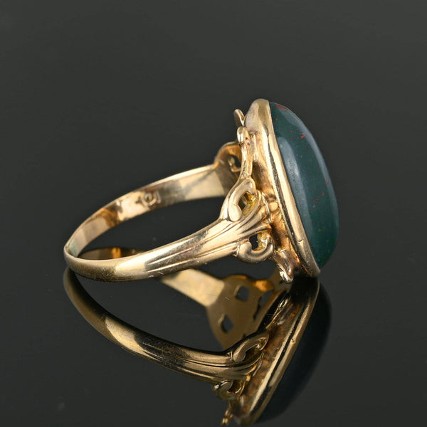 Antique Gold Oval Bloodstone Cabochon Ring - Boylerpf