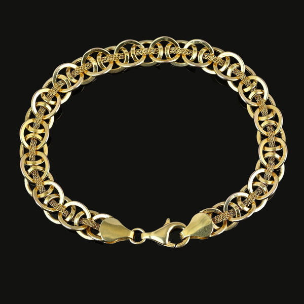 Solid Gold Woven Mesh Interlocking Link Bracelet - Boylerpf