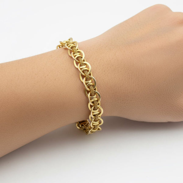Solid Gold Woven Mesh Interlocking Link Bracelet - Boylerpf