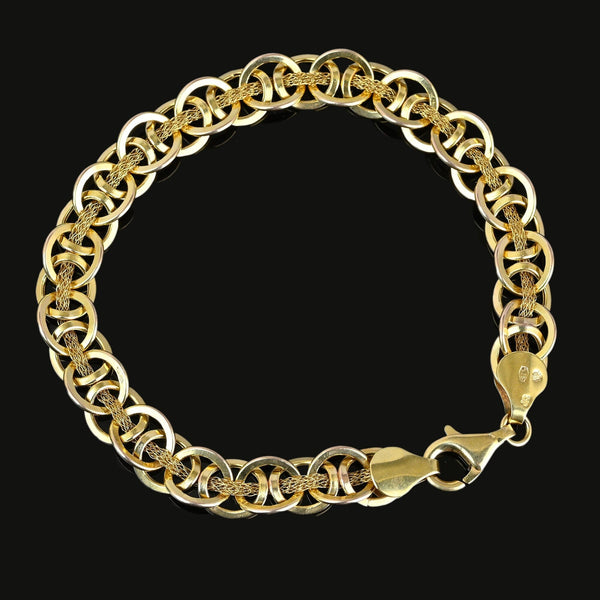 Solid Gold Woven Mesh Interlocking Link Bracelet - Boylerpf