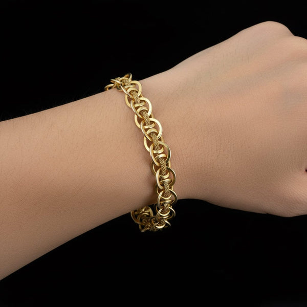 Solid Gold Woven Mesh Interlocking Link Bracelet - Boylerpf