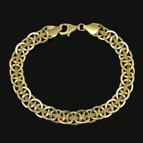 Solid Gold Woven Mesh Interlocking Link Bracelet - Boylerpf