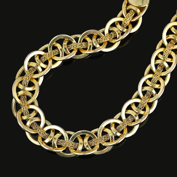 Solid Gold Woven Mesh Interlocking Link Bracelet - Boylerpf
