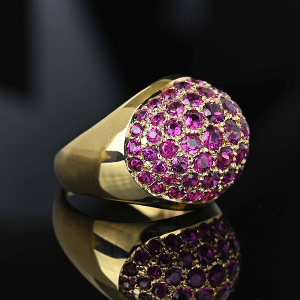 Fine Pink Sapphire Cluster Dome Cocktail Ring in Gold - Boylerpf