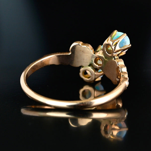 Antique Gold Bypass Pearl Three Stone Opal Ring - Boylerpf