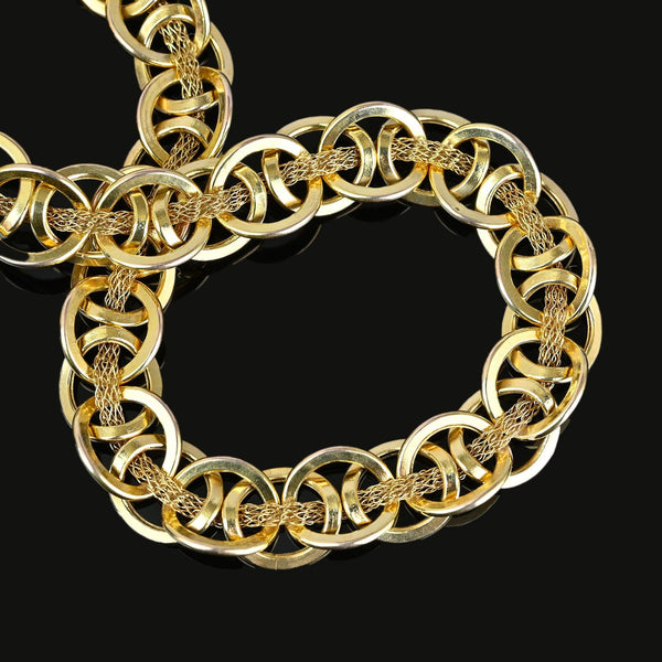 Solid Gold Woven Mesh Interlocking Link Bracelet - Boylerpf
