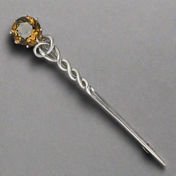 Antique Silver Celtic Comet Cairngorm Citrine Brooch - Boylerpf