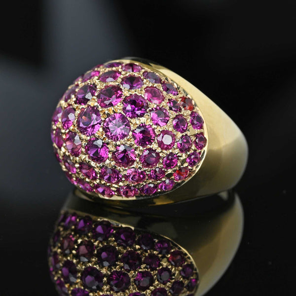Fine Pink Sapphire Cluster Dome Cocktail Ring in Gold - Boylerpf