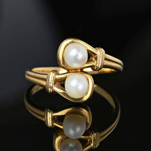 Elegant 14K Gold Toi et Moi Pearl Ring - Boylerpf