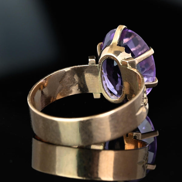 Antique Edwardian 7 Ct Natural Amethyst Solitaire Ring in Gold - Boylerpf