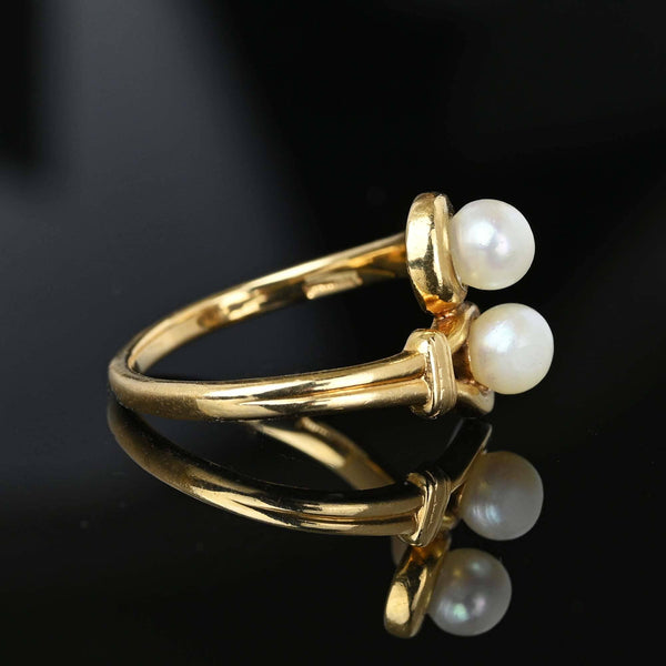 Elegant 14K Gold Toi et Moi Pearl Ring - Boylerpf