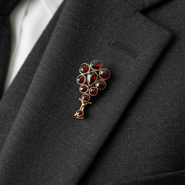 Antique Victorian Rose Cut Garnet Comet Brooch Pin - Boylerpf