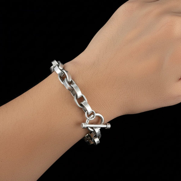 Vintage Silver Chunky Biker Style Rolo Chain Bracelet