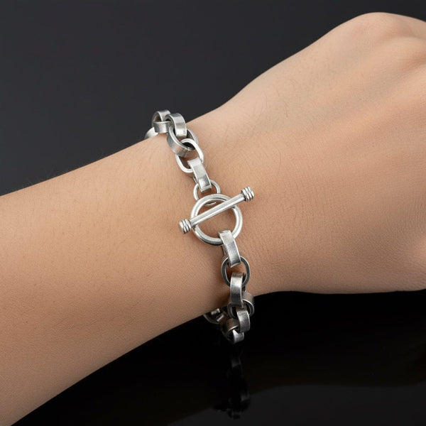 Vintage Silver Chunky Biker Style Rolo Chain Bracelet