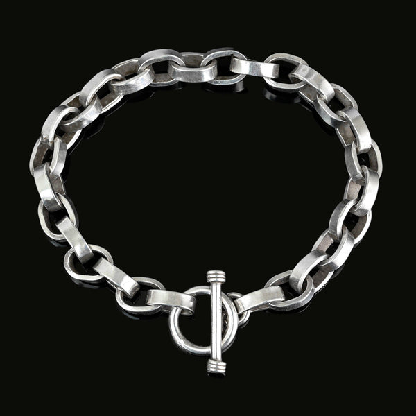 Vintage Silver Chunky Biker Style Rolo Chain Bracelet