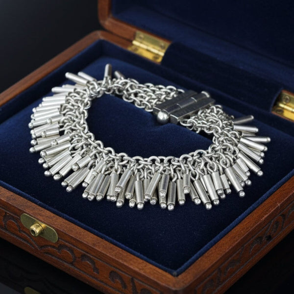 Vintage Teresa Camino Sterling Silver Cha Cha Fringe Bracelet