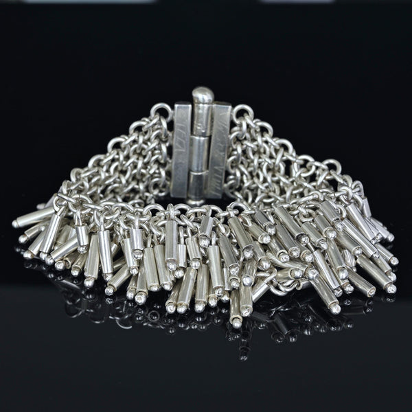 Vintage Teresa Camino Sterling Silver Cha Cha Fringe Bracelet