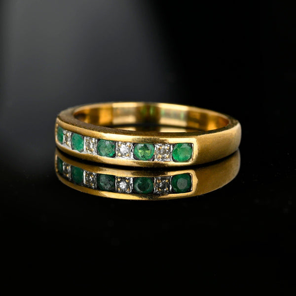 Half Eternity Emerald Diamond Ring Band in Gold - Boylerpf
