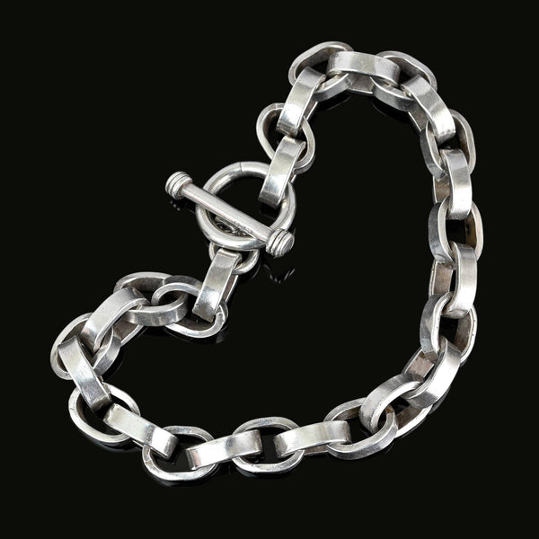 Vintage Silver Chunky Biker Style Rolo Chain Bracelet
